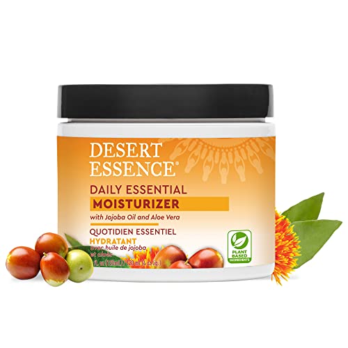 Desert Essence Daily Essential Moisturizer - Lightweight Vegan Facial Cream with Jojoba, Aloe Vera, and Geranium Oil - 4oz