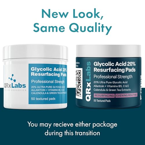 Glycolic Acid 20% Resurfacing Pads for Face & Body - Exfoliating Peel Pads for Fine Lines and Wrinkles