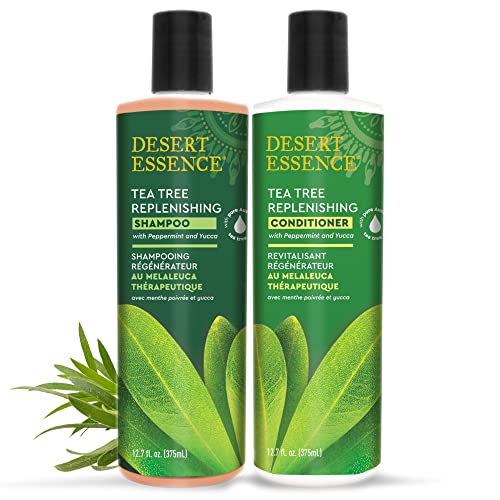 Desert Essence Tea Tree Shampoo & Conditioner Bundle - 12.7 Fl Oz - Therapeutic Peppermint & Yucca for All Hair Types