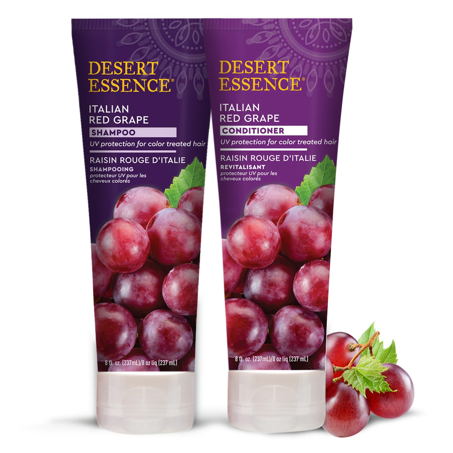 Desert Essence Italian Red Grape Shampoo & Conditioner Bundle - 8 Fl oz - Color-Protective Formula with Resveratrol and Organic Antioxidants