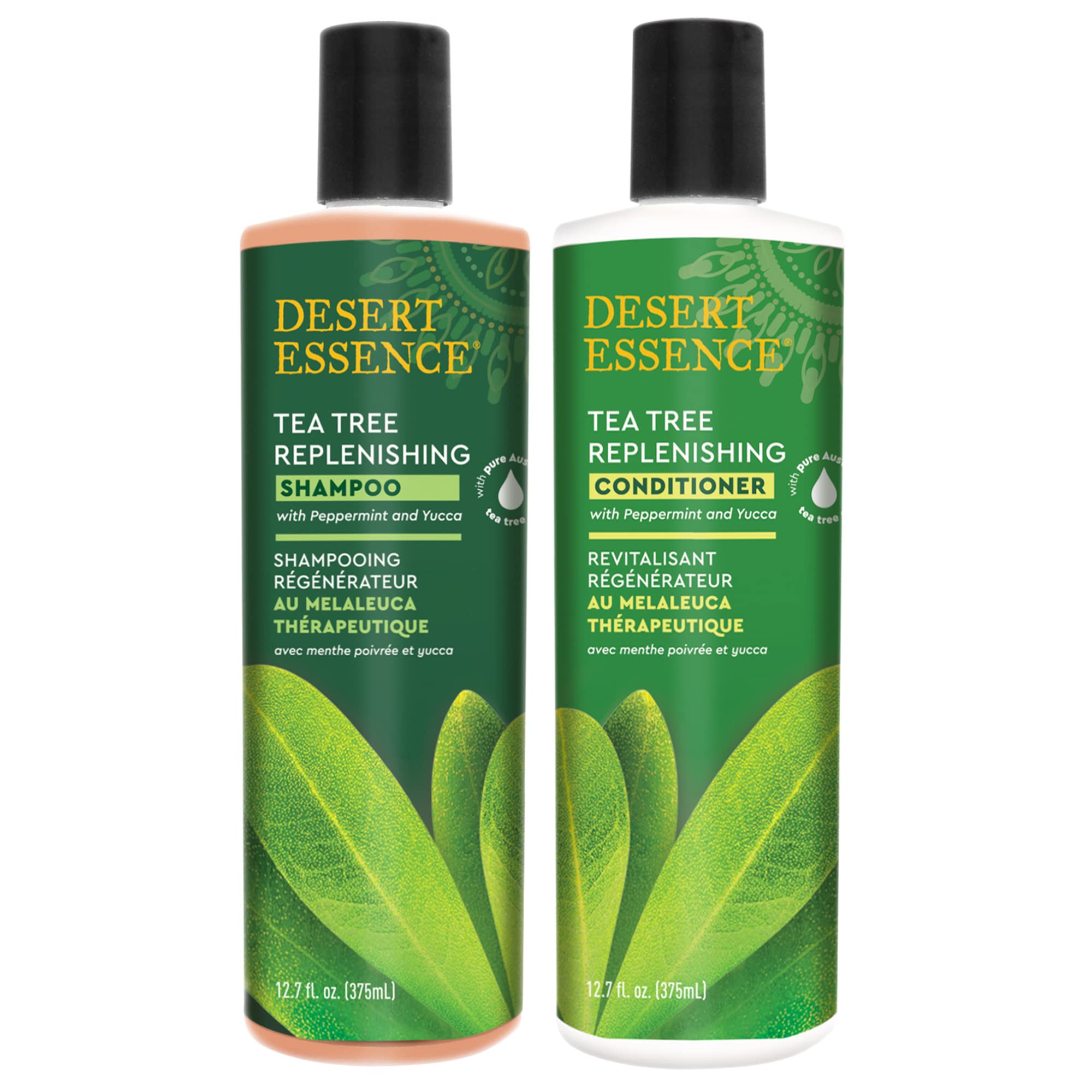 Desert Essence Tea Tree Shampoo & Conditioner Bundle - 12.7 Fl Oz - Therapeutic Peppermint & Yucca for All Hair Types