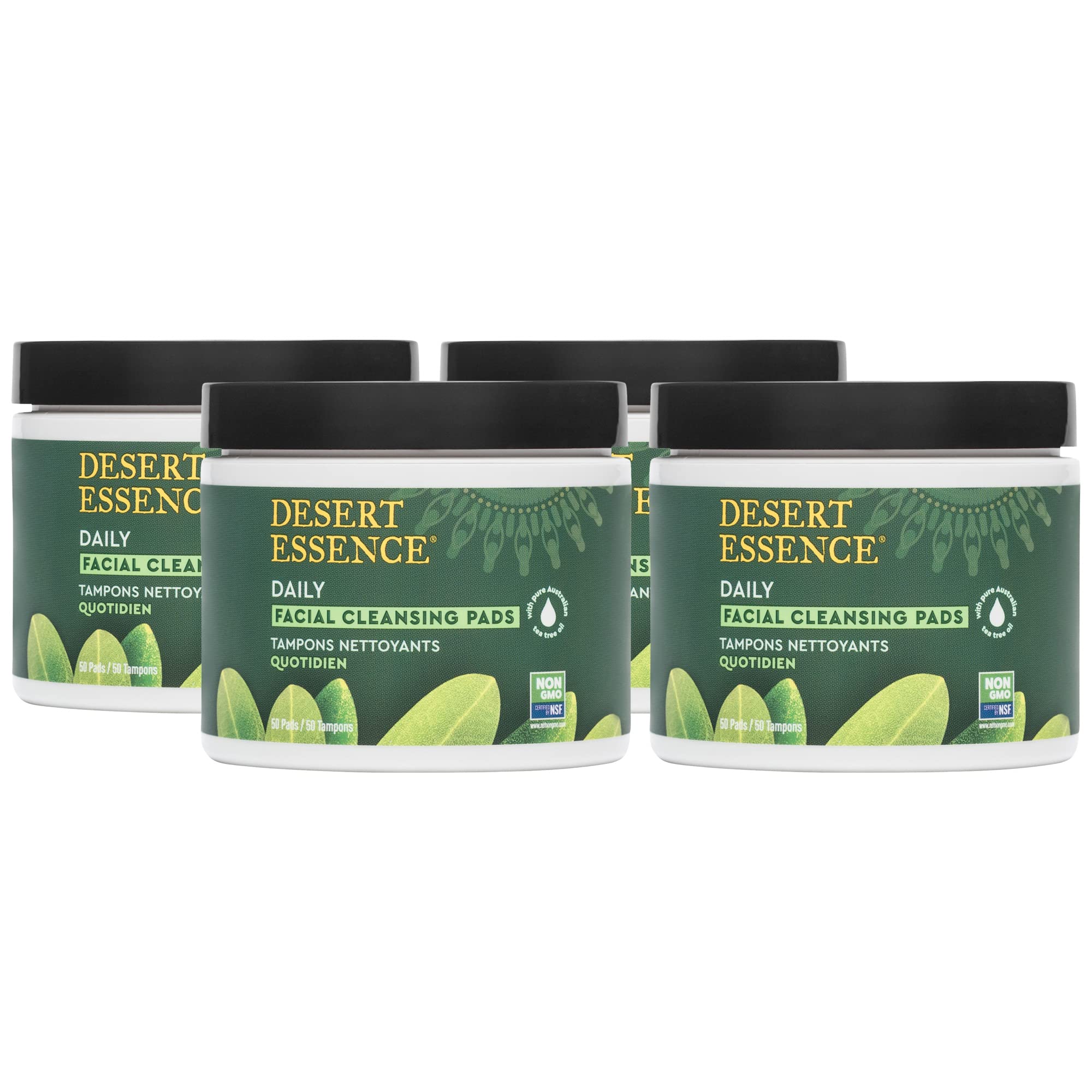 Desert Essene Facial Cleansing Pads with Australian Tea Tree & Botanicals - Oil Control & Pore Minimizing - Vegan & Cruelty-Free - 50 Pads