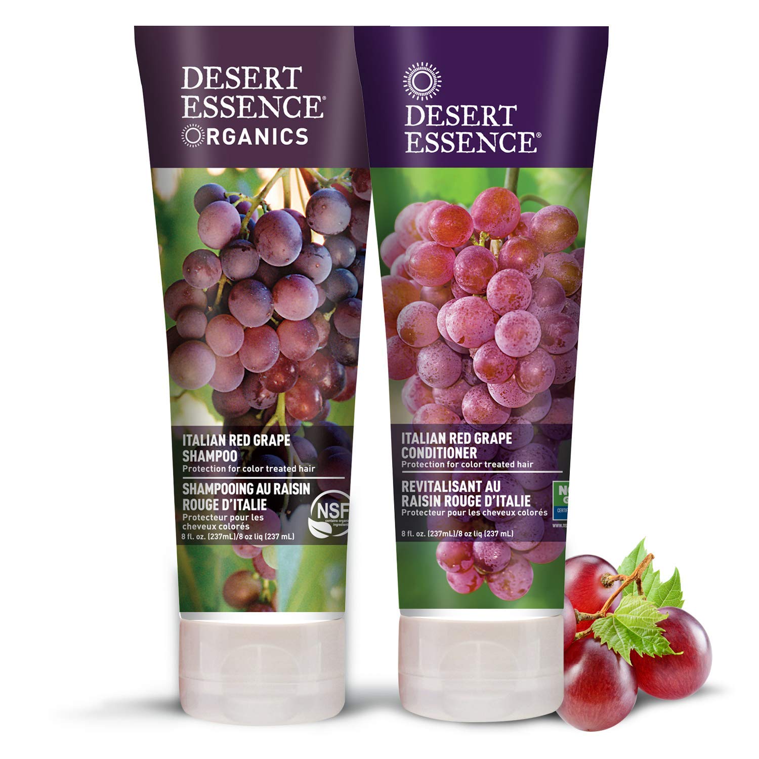 Desert Essence Italian Red Grape Shampoo & Conditioner Bundle - 8 Fl Oz - Color Protection & UV Defense