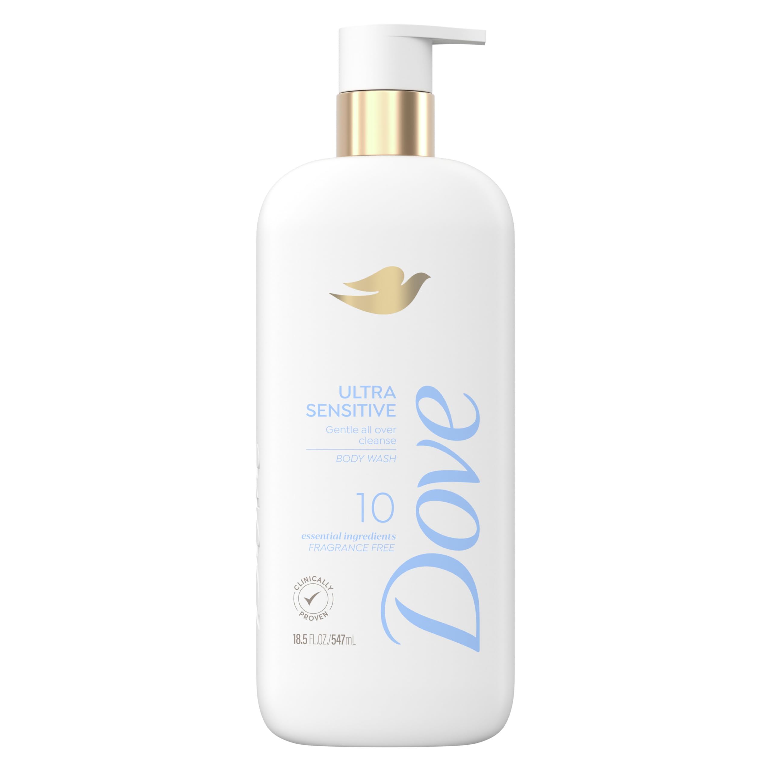 Dove Fragrance-Free Ultra Sensitive Body Wash, 18.5 oz - Gentle Cleanse with 10 Essential Ingredients